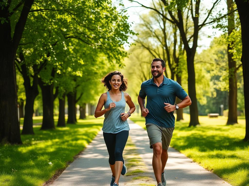 Residents jogging together in the park as part of wellness activities